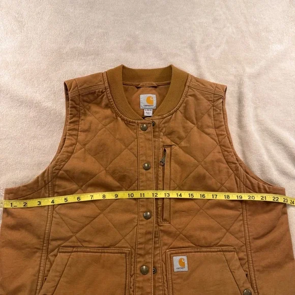 Carhartt Quilted Canvas Utility Vest Brown Workwear Gorpcore Youth XL/Women's S - Picture 10 of 12